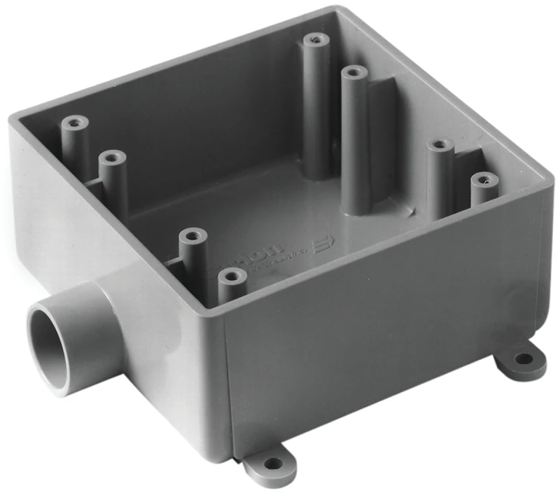 Weatherproof Field Service End Outlet Box, 2-gang, 1/2-inch, Gray