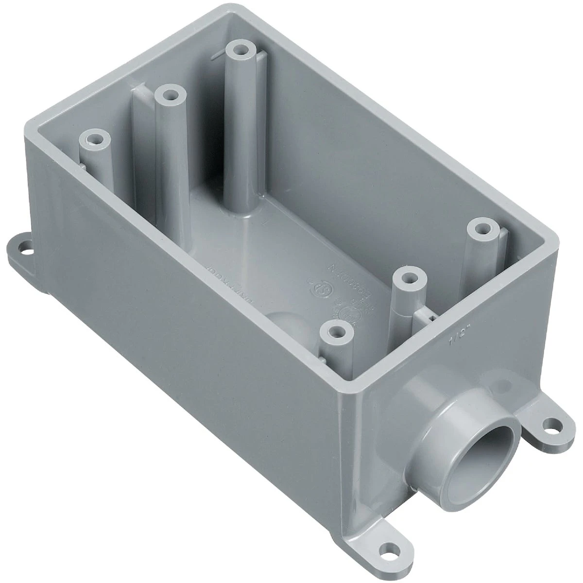 1-gang Pvc Molded Rigid Non-metallic Dead-end Termination Wall Box, 1 In. Outlet