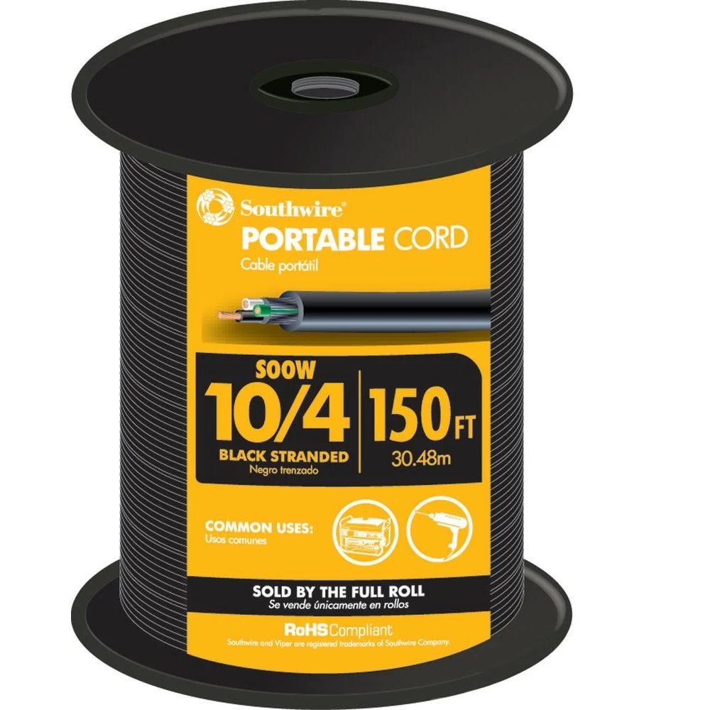 150 Ft. 10/4 Soow Portable Hard Service Electrical Cord
