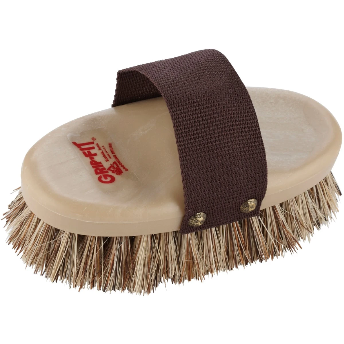 Horse Grooming Brush with Brown Union Fiber Bristles, 7 and 5 Eighths by 3 and 5 Eighths Inches