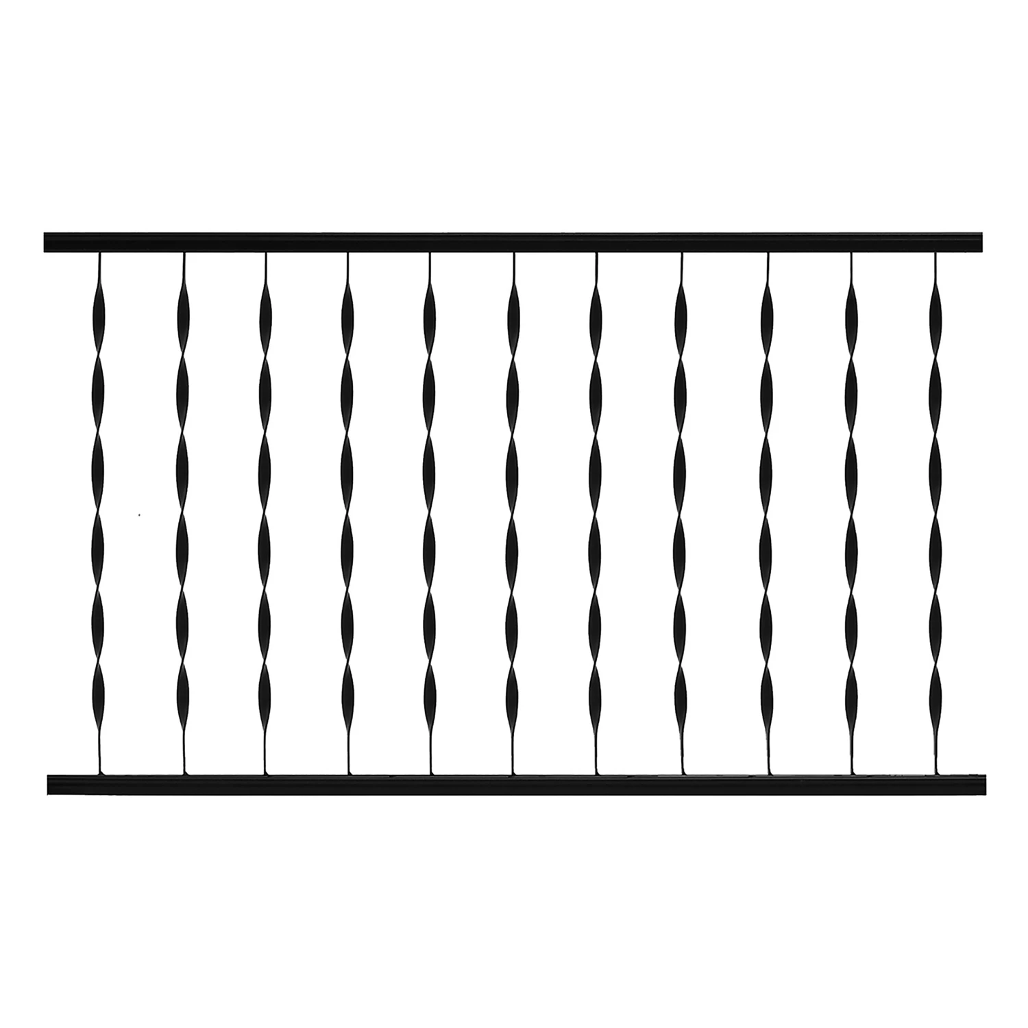 Windsor Plus Black Wrought Iron Railing with 4 Inch Spindle Spacing, 4 Foot Length