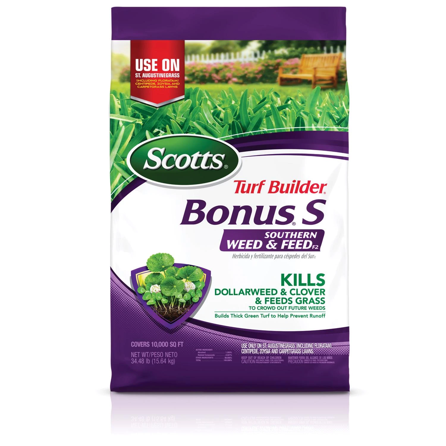 Turf Builder Bonus S Southern Weed & Feed Fertilizer For Multiple Grass Types, 34.48 Lbs, Covers 10,000 Sq Ft