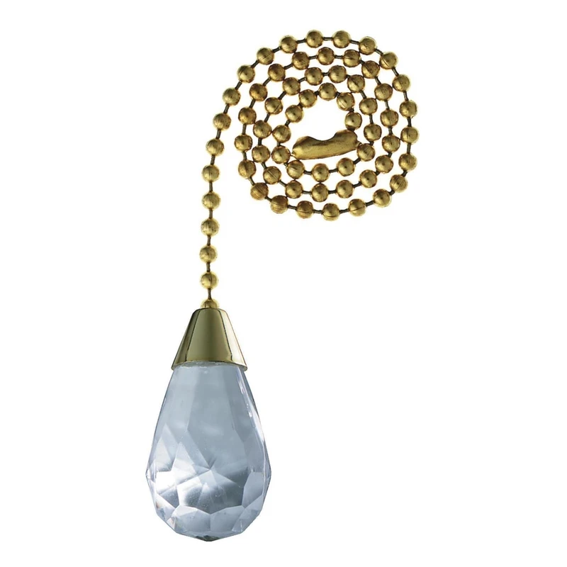 12-Inch Brass and Clear Acrylic Ceiling Fan Pull Chain Replacement