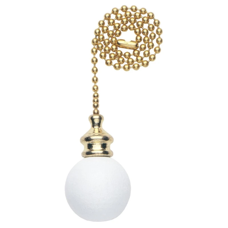 12-inch White Wooden Ball Ceiling Fan Pull Chain - Model 77072