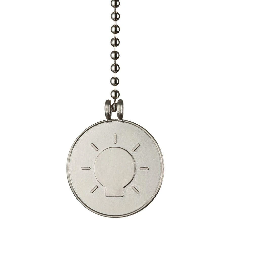 12-Inch Nickel Ceiling Fan Pull Chain with Bulb Icon Pendant