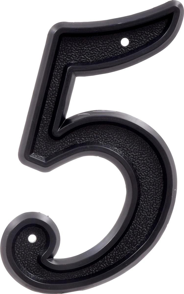 844045 6 In. Matte Black Plastic House Number - 5 - 6 Pieces