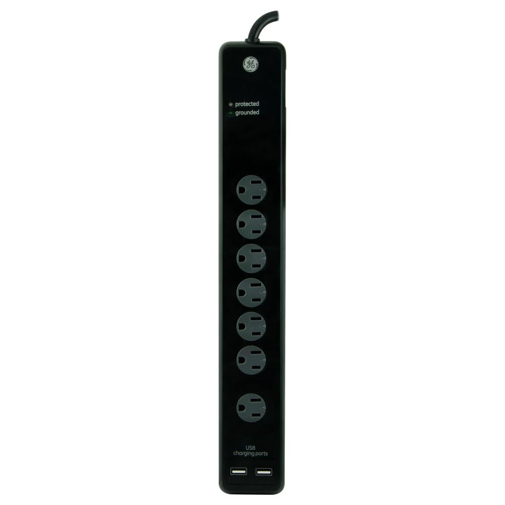 7-Outlet Surge Protector with 2 USB Charging Ports, Power Strip