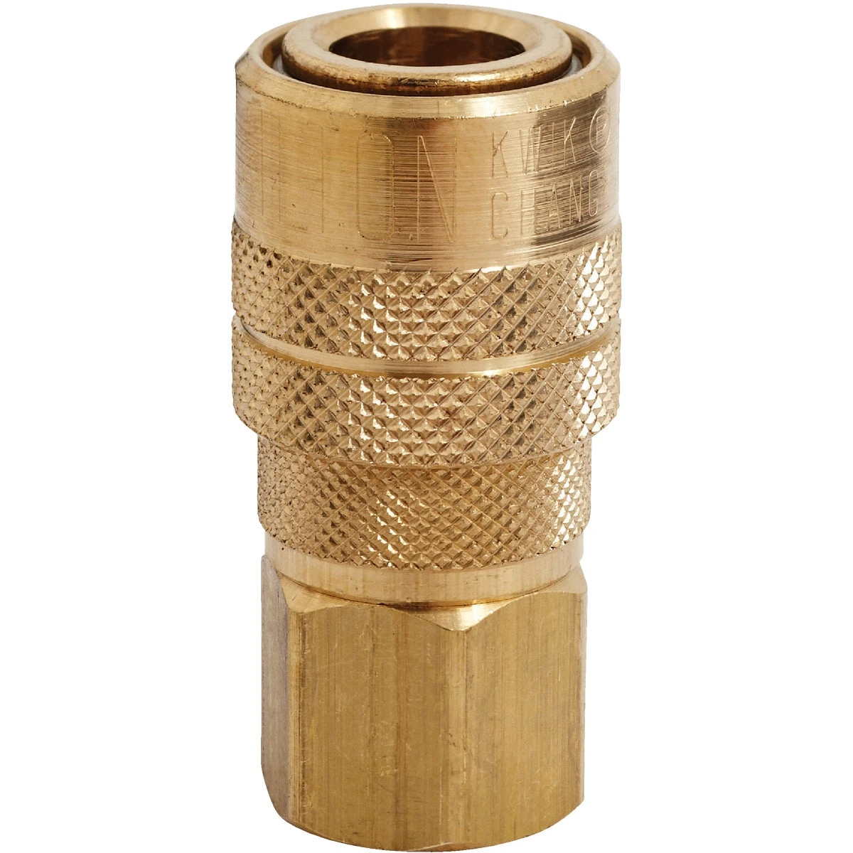 Brass Compressor Coupler, M-Style Female, 1/4 Inch National Pipe Thread