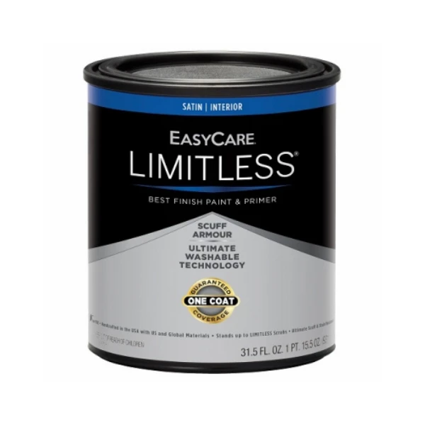 Limitless Interior Paint & Primer, Pastel Base Satin Acrylic Latex, Quart