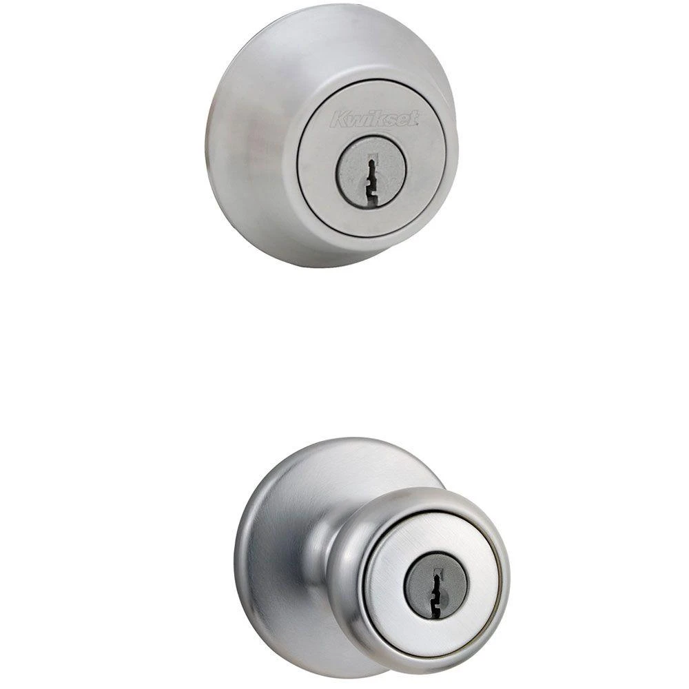 Security Tylo Entry Lockset & Double-cylinder Deadbolt Combo Pack, Satin Chrome