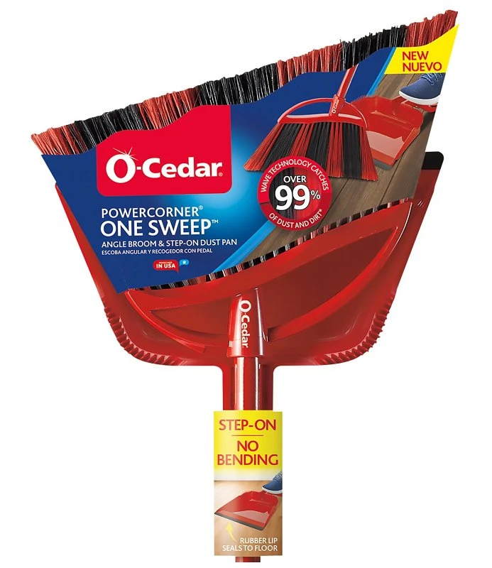 Power Large Angled Corner Broom with Dust Pan Set for Efficient Cleaning