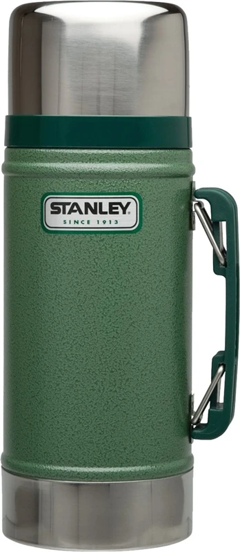 Wide-Mouth Vacuum Insulated Bottle, Green Stainless Steel, One Quart Capacity