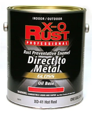 X-O Rust Premium Anti-Rust Oil-Based Enamel Paint, Hot Red Gloss, 1 Gallon