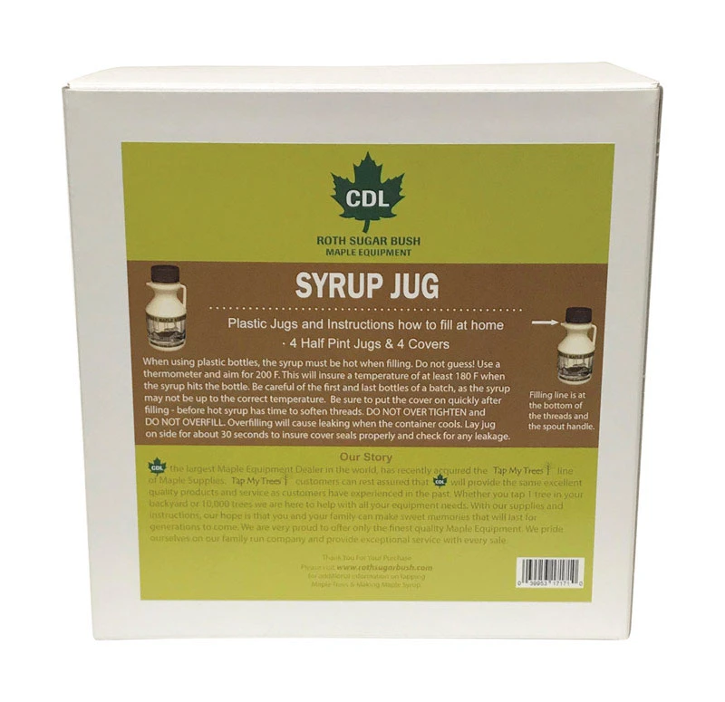 Maple Syrup Jugs With Covers, Plastic, 0.5-Pt., 4-Ct.