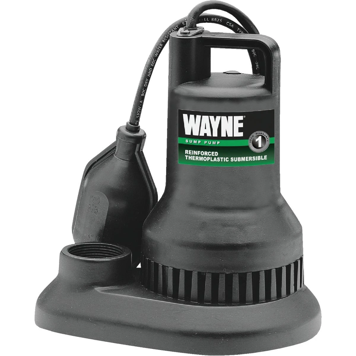 1/3 Hp 115v Thermoplastic Submersible Sump Pump With Tethered Float Switch