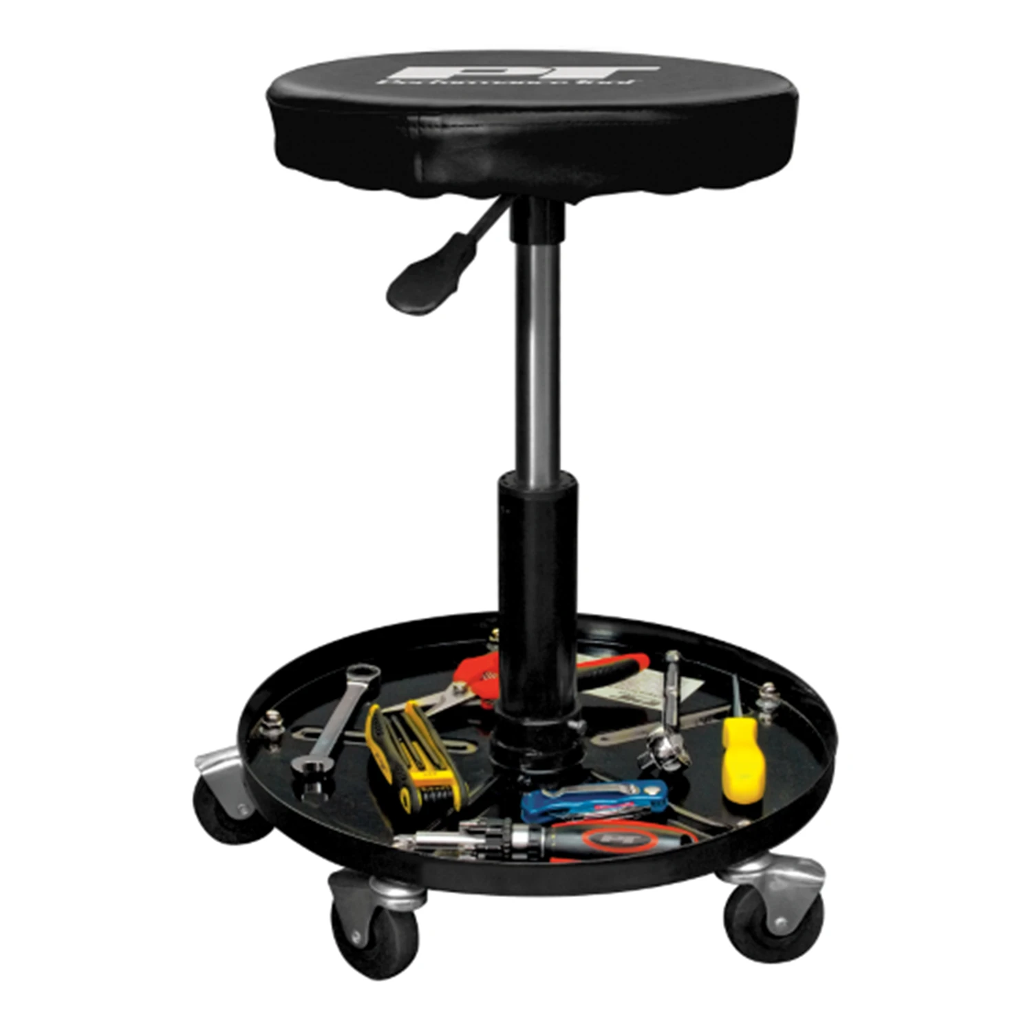 20 In. Adjustable Pneumatic Creeper Stool With 15 In. Tool Tray