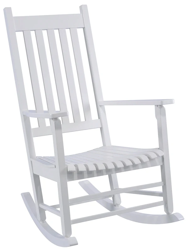 Knollwood Mission-Style Porch Rocking Chair, Solid Wood, White Finish