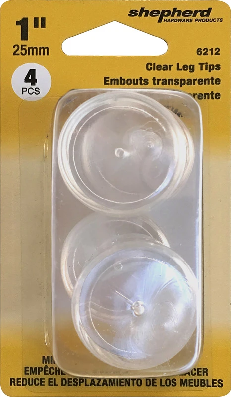 Elastomer Leg Tips, 1-In., Clear, Thermoplastic, 4-Pk
