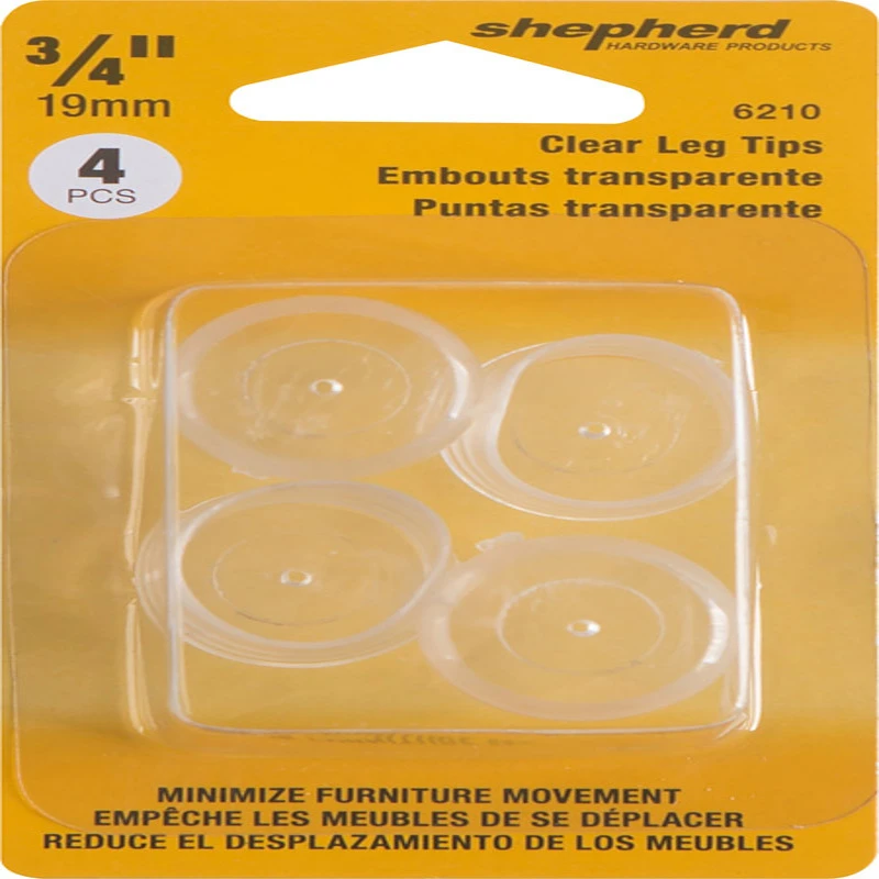 Elastomer Leg Tips, 3/4-In., Clear, Thermoplastic, 4-Pk