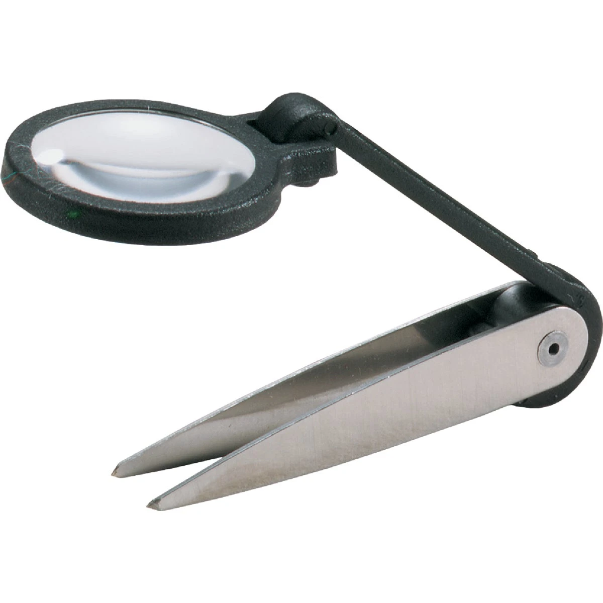 2-1/4 In. L Stainless Steel Tweezers With 5x Magnifier