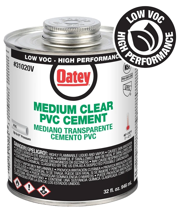 32 Oz. Low Voc Medium Bodied Clear Pvc Cement For Pipe And Fittings