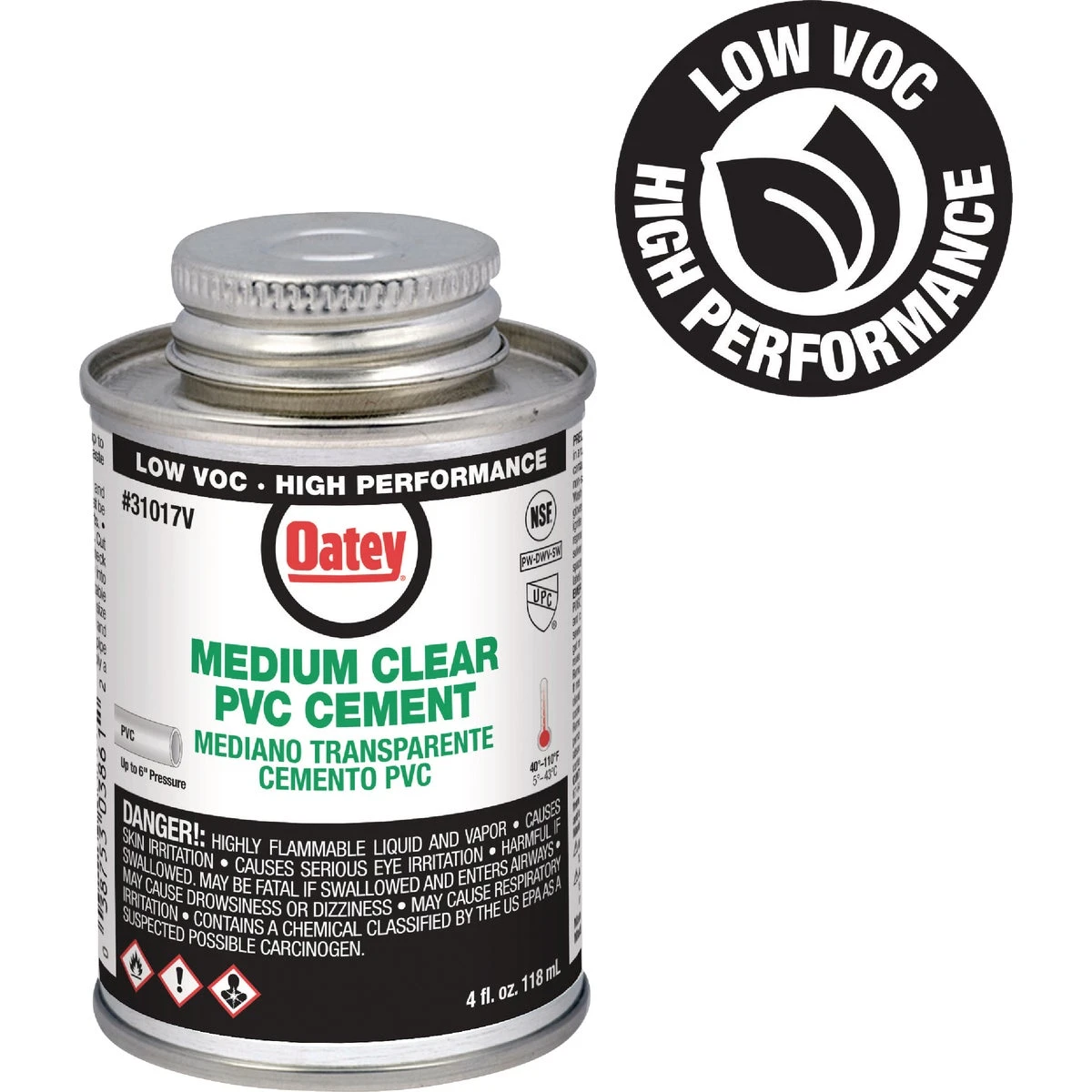 4 Oz. Low Voc Medium Bodied Clear Pvc Cement For Pipe And Fittings