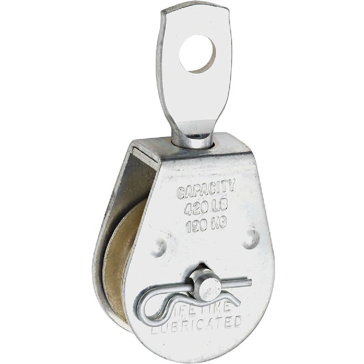 3211 1-1/2 In. O.d. Single Swivel Eye Steel Rope Pulley - 420 Lb Load Capacity