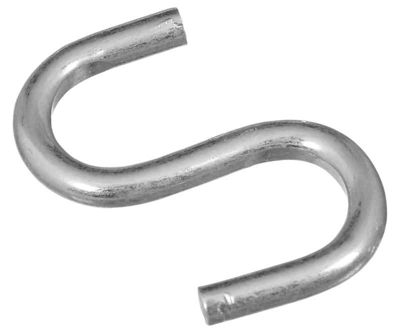 Heavy-Duty Open S Hook, Zinc-Plated Steel, 1 Inch Length