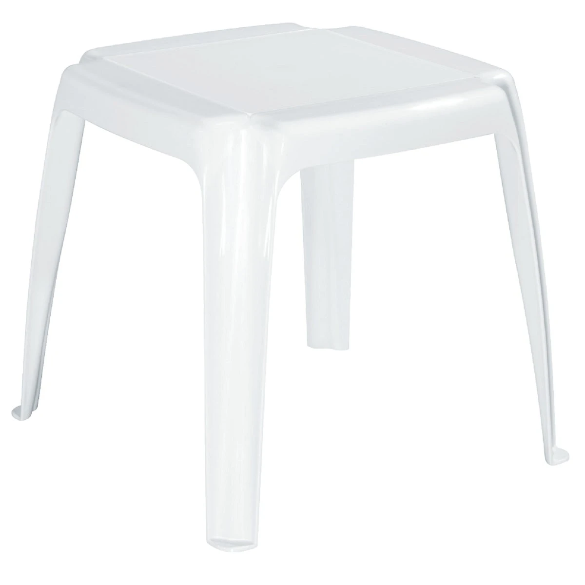 White Outdoor Side Table, 17 Inch Square, Weather-Resistant