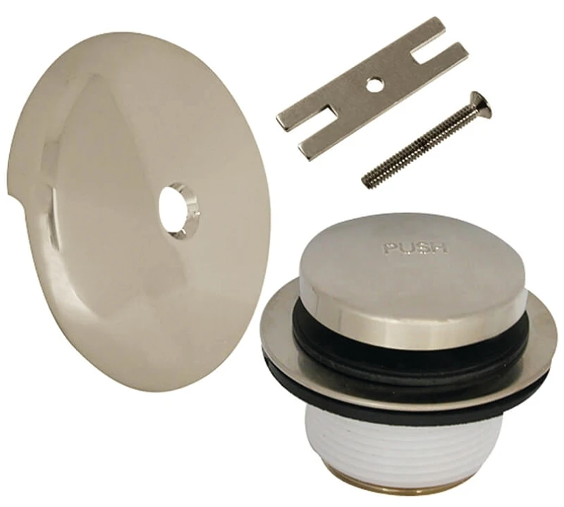 Bath Drain Kit with Touch Toe Stopper in Brushed Nickel Finish