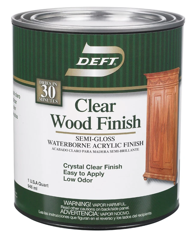 Waterborne Clear Semi-gloss Wood Finish, 1 Quart, Model Dft108/04