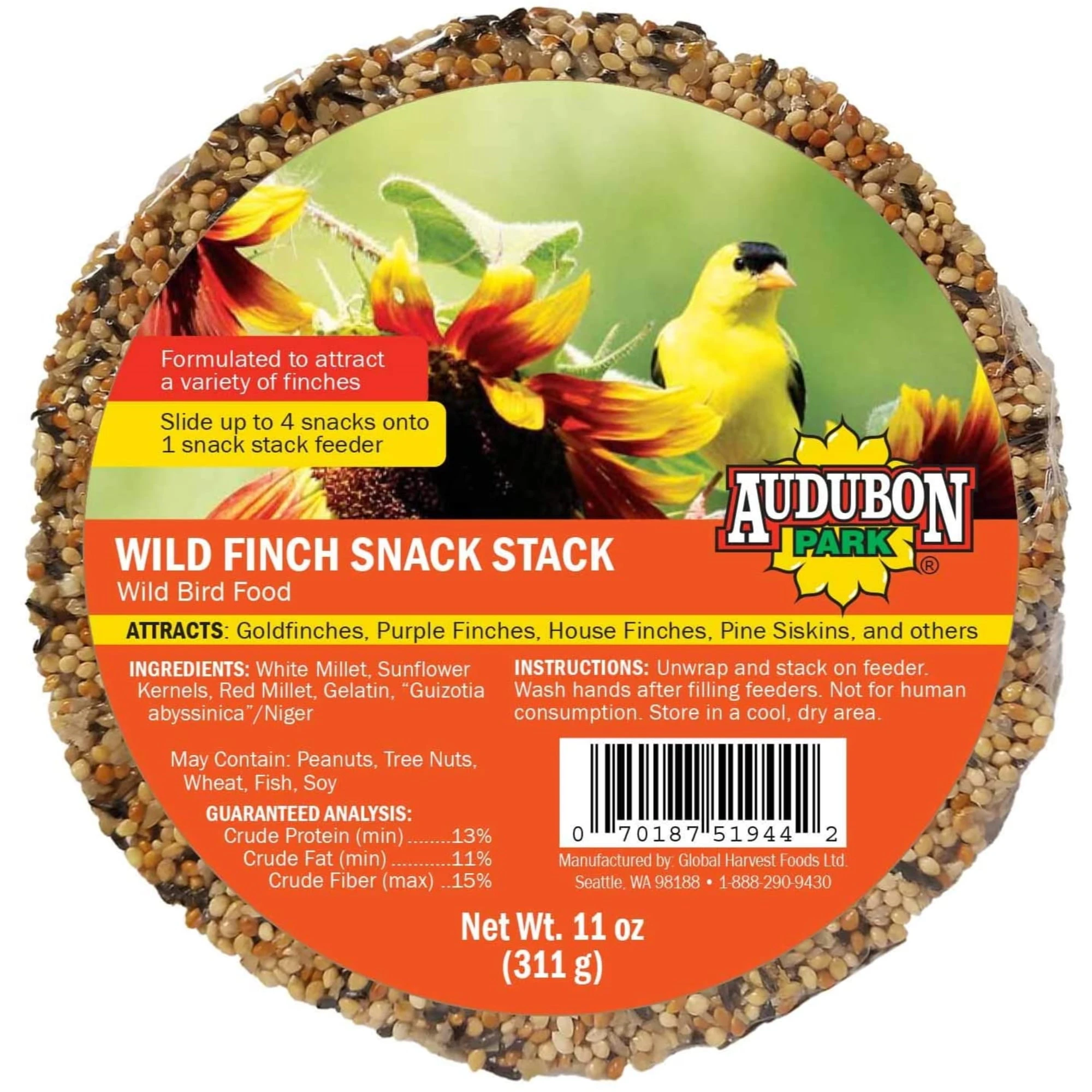 13140 Finch Snack Stack Bird Food 11 Oz For Wild Birds