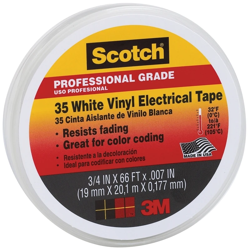 #35 White 0.75 In. X 66 Ft. Electrical Tape - 7 Mil Thickness