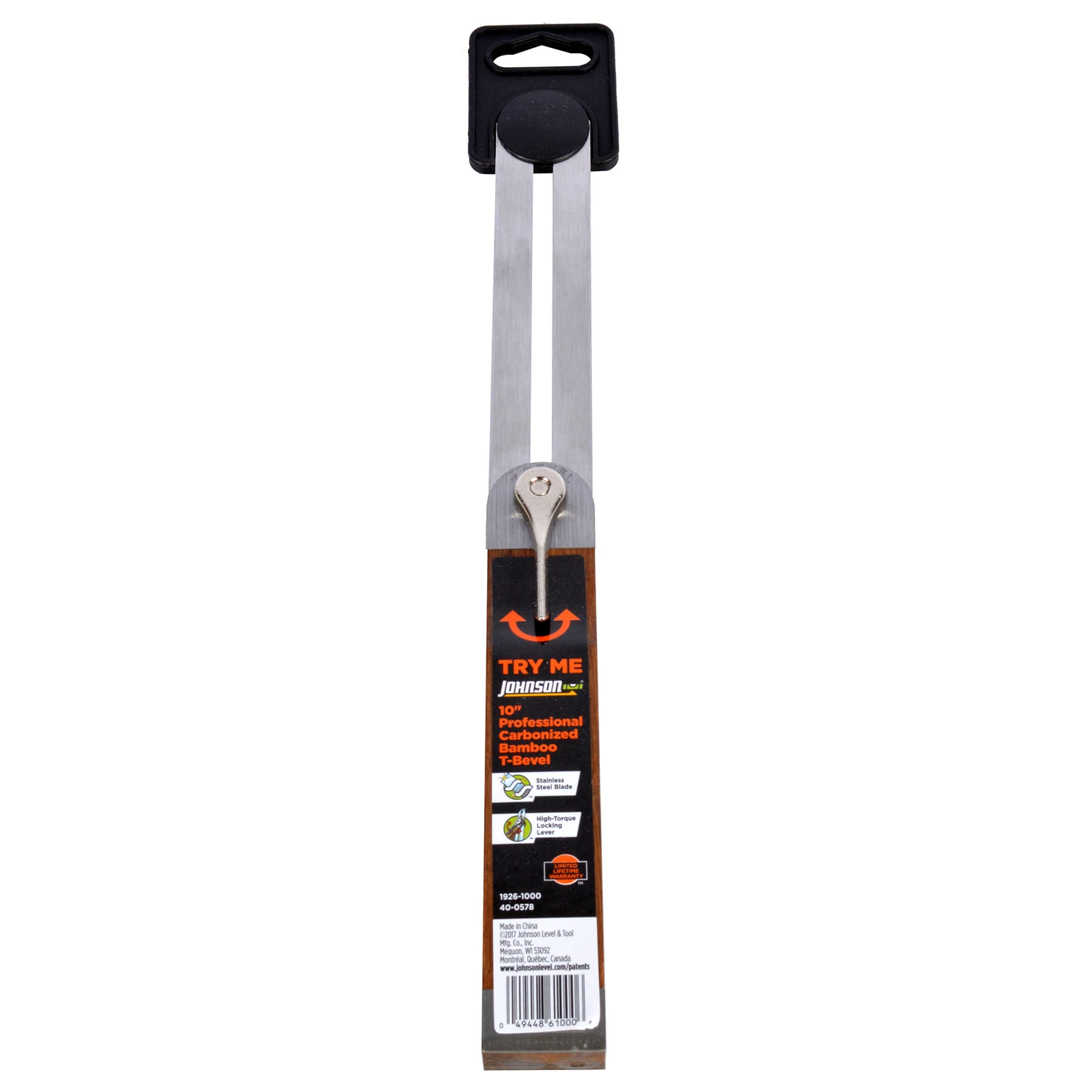 10 In. L X 1-9/50 In. H Stainless Steel Adjustable T-bevel With Bamboo Handle