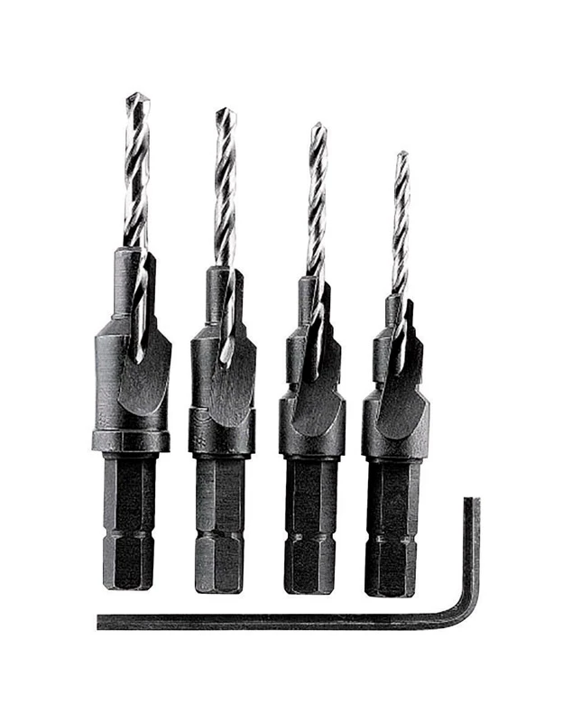 Steel Wood Screw Pilot Set 4 Piece With 1/4 In. Hex Shank
