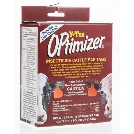 Optimizer Insecticide Cattle Ear Tags 20 Count Box