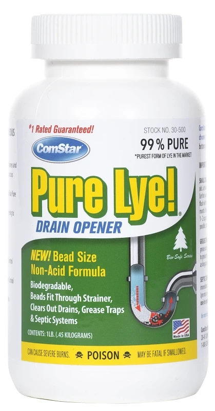 Pure Lye Drain Opener 1 Lb - Industrial Strength Clog Remover