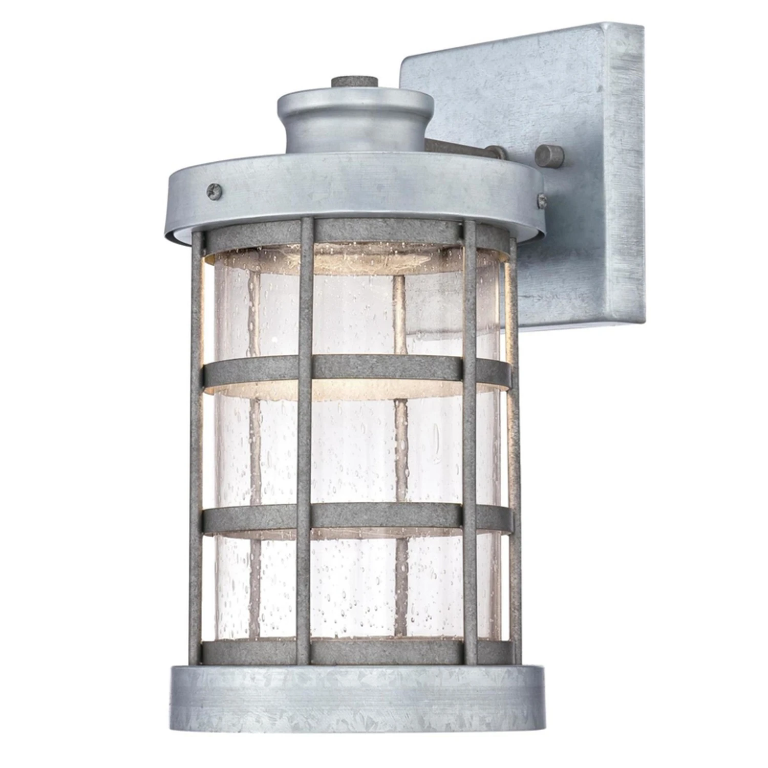 Galvanized Silver Switch Led Lantern Fixture 13 Watts Hardwired