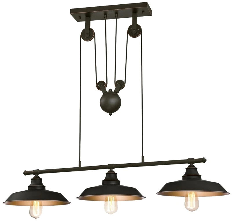 Iron Hill Oil Rubbed Bronze 3-light Adjustable Pulley Pendant Fixture
