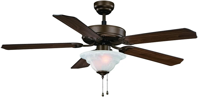 52 Inch Vintage Bronze Ceiling Fan With 1 Dome Light And Reversible Motor