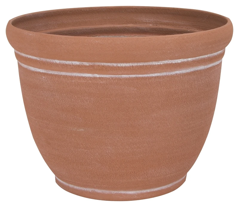 Pt-s058 13 Inch Round Terra Cotta Resin Planter