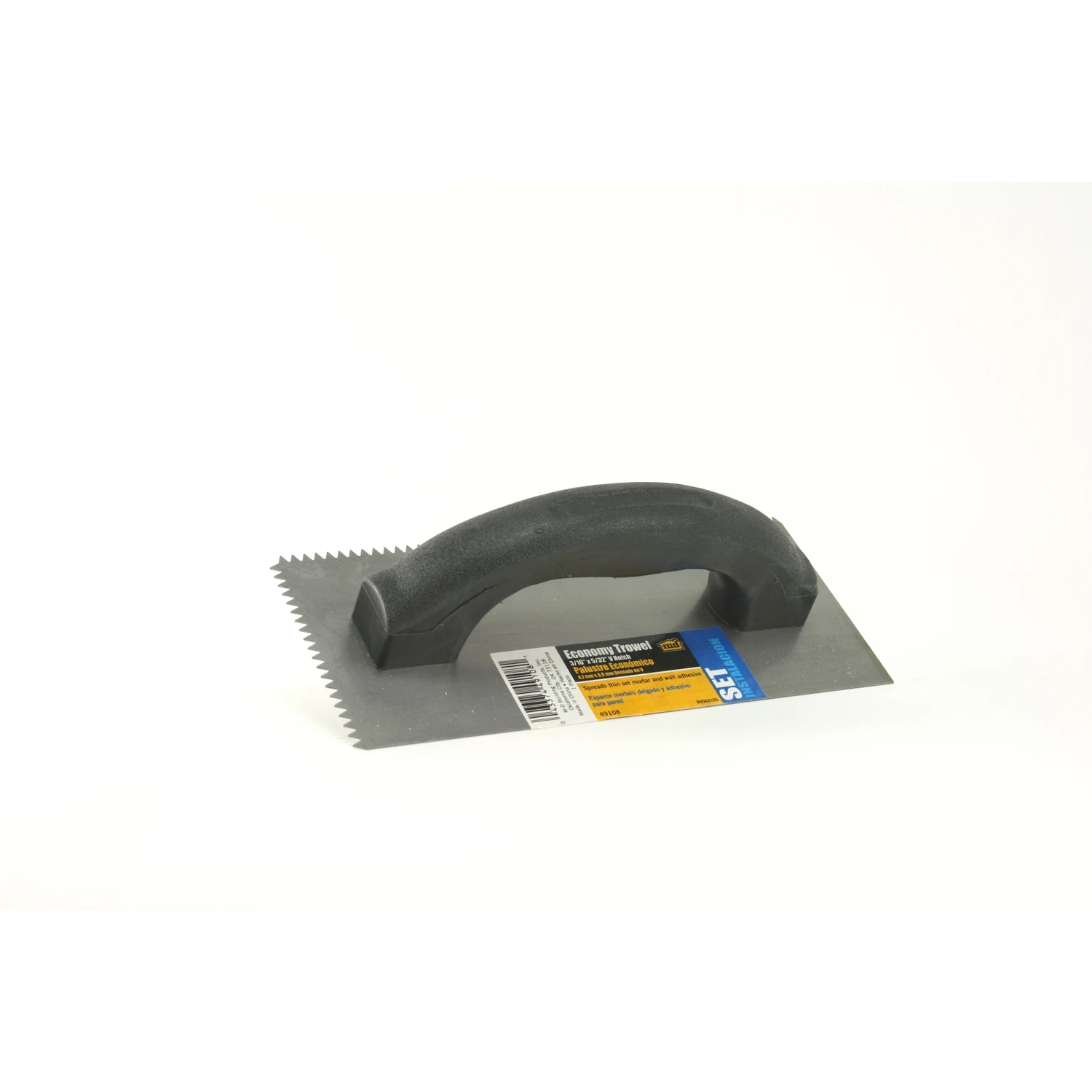 4 In. W X 9 In. L Steel V Notched Trowel With Ergonomic Handle