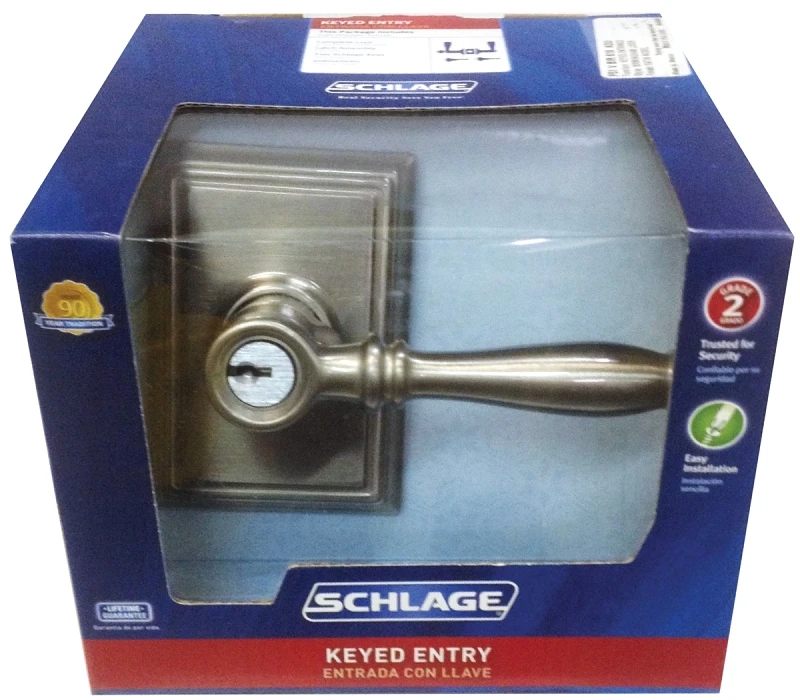Birmingham Satin Nickel Keyed Entry Door Lever With Addison Trim - Model F51a Vbir619add