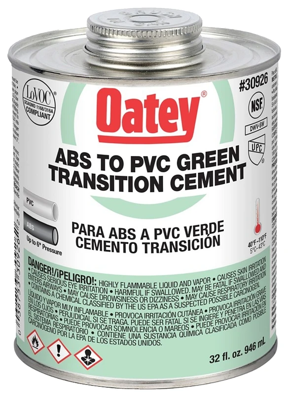 Green Transition Cement For Abs/pvc 32 Oz - Medium Bodied Solvent Cement