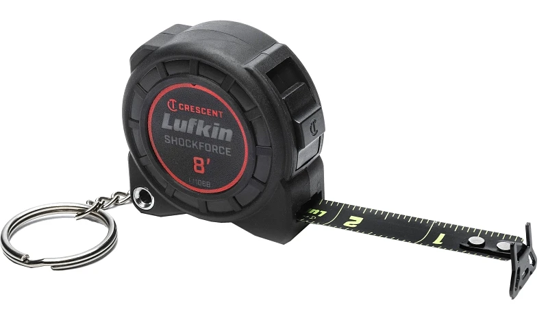 Crescent Lufkin Shockforce Nite Eye Keychain Tape Measure 8 Ft X 1/2 In Black Blade