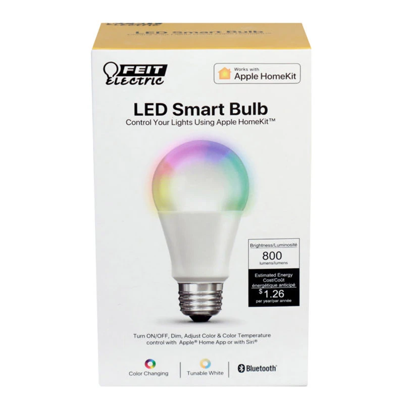 Feit Electric acres A19 E26 (Medium) LED Smart Bulb Color Changing 60 Watt Equivalence 1 PK