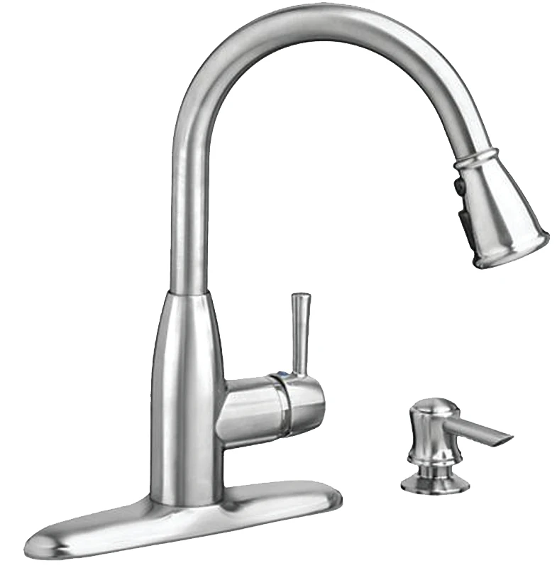 Mckenzie One Handle Stainless Steel Pull Out Kitchen Faucet With Side Sprayer