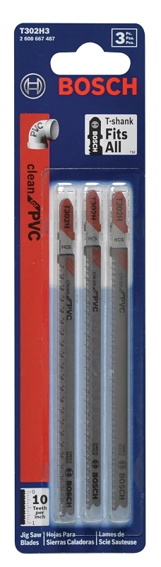 3-pack T302h3 5-1/4-in T-shank High-carbon Steel Jigsaw Blades For Pvc
