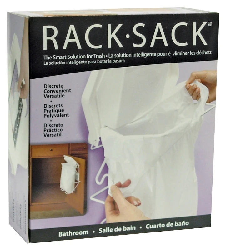 Bathroom Frame Trash Bag Rack, Model 50120, Clear/white