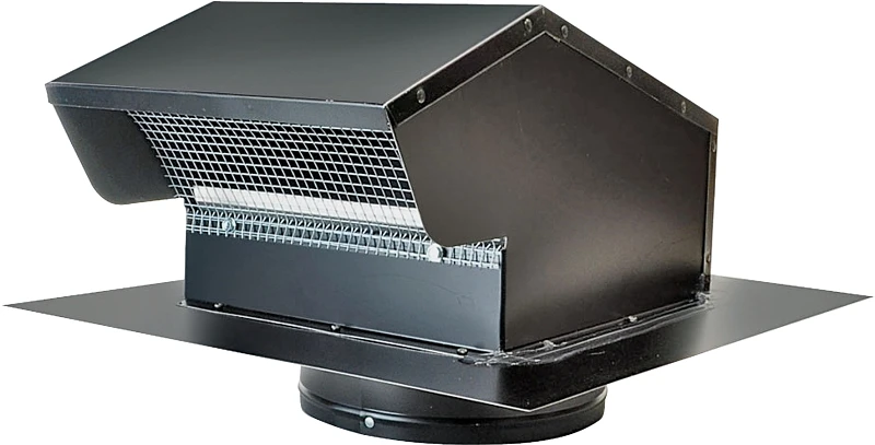 7 Inch Black Goose Neck Vent - Galvanized Steel Roof Cap For 7 Inch Pipe